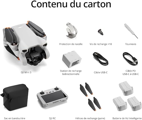 DJI Mini 3 Fly More Combo (DJI RC) – Lightweight 3x Mechanical Gimbal Mini Camera Drone with 4K HDR Video, 3 batteries for 114-min Flight Time, Vertical Shooting, 32800ft (10km) Video Transmission - 8