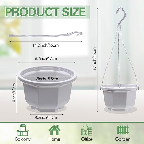 Miniatura 2 de Roshtia 24 Piezas Macetas Colgantes de Plástico con Gancho Cestas de Macetas Colgantes Soporte de Maceta de Vivero para Plantas de Jardín Interior y