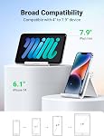 UGREEN Cell Phone Stand Holder for Desk Adjustable Compatible with iPhone 17 16 15 14 13 12 Pro Max 11 SE XS XR 8 Plus 6 7 Galaxy S23 S22 S10 S9 S8 Foldable White