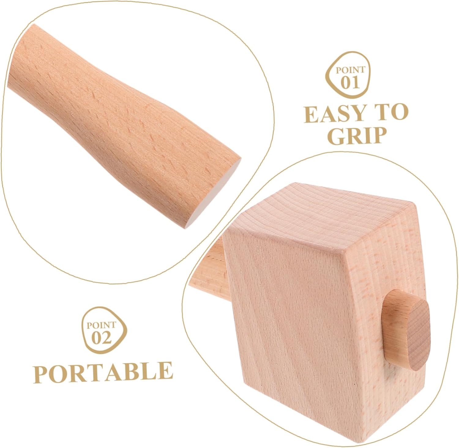 Alipis 4pcs Wooden Mallet Hammer Ergonomic Wood Craft Tool for Carpenters for Woodworking Projects Construction Safe Comfortable Grip