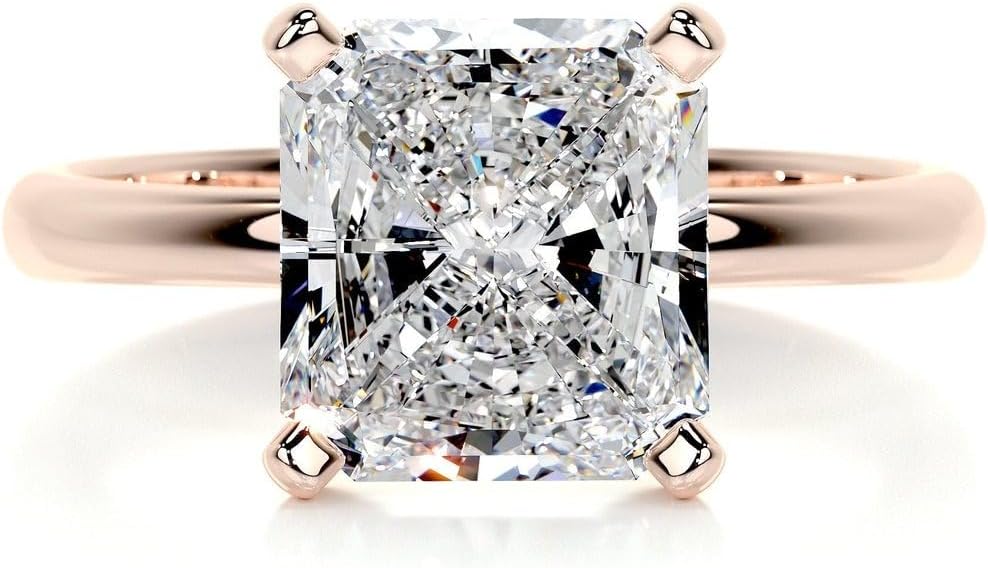 3.00 CT Square Radiant Cut Moissanite Engagement Ring for Women Solitaire Engagement Handmade Ring, Promise Gifts for Her, 10K/14K/18K Solid Gold Anniversary Propose Ring Gifts