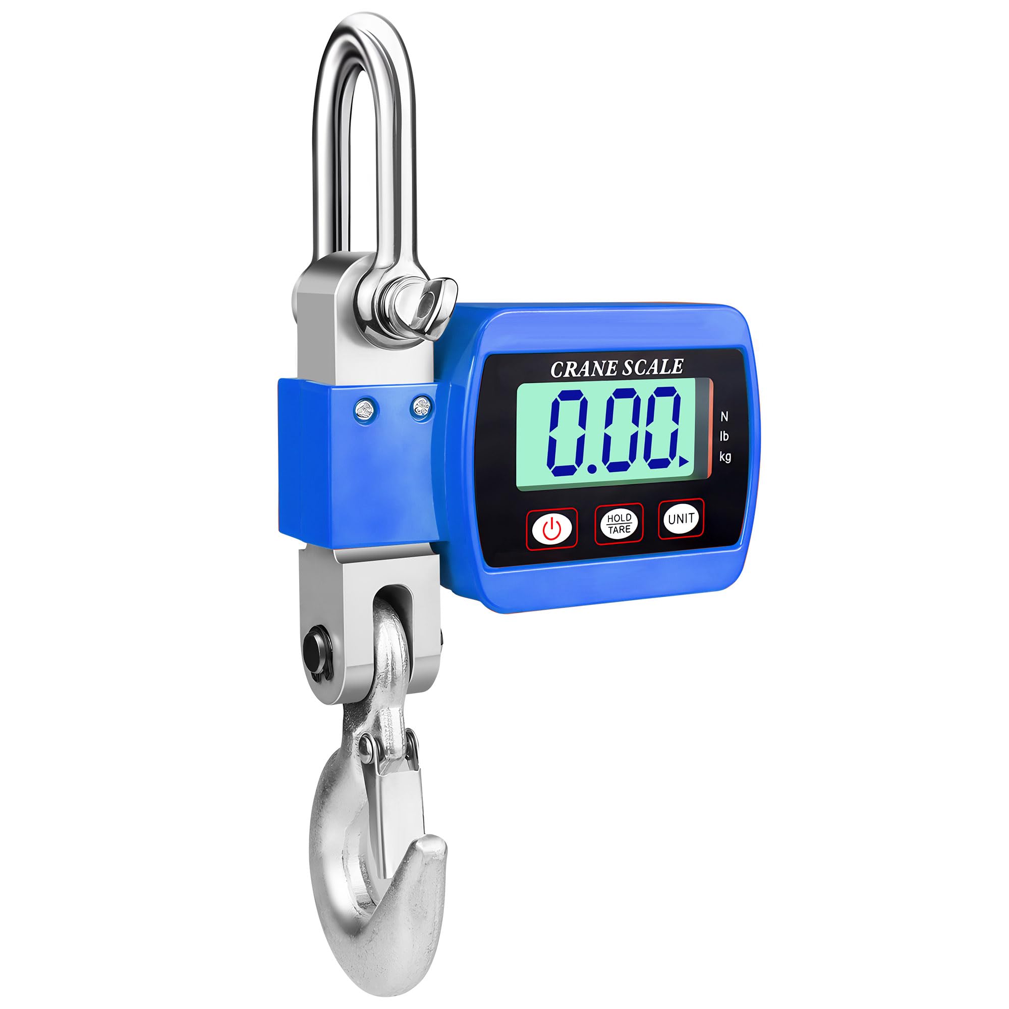 Báscula de grúa 500 kg, báscula colgante digital, báscula electrónica industrial, báscula colgante portátil, LCD, con gancho, azul