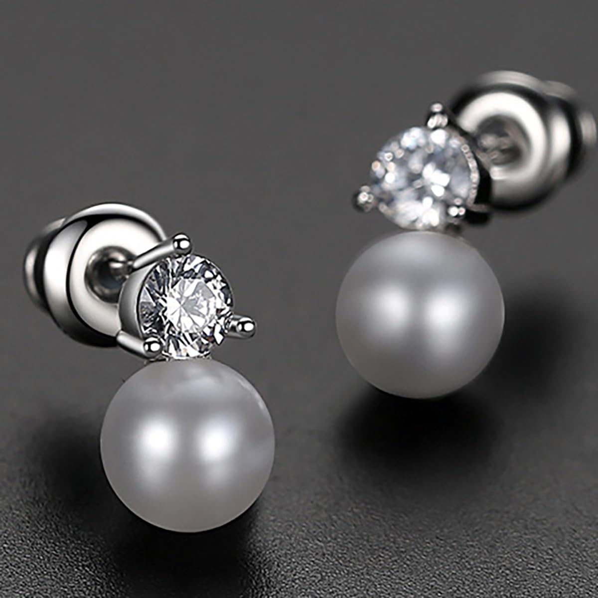 Elegant 14K Gold Pearl Stud Earrings with Moissanite, Chic Gift for Women,Unique for Anniversaries and Birthdays