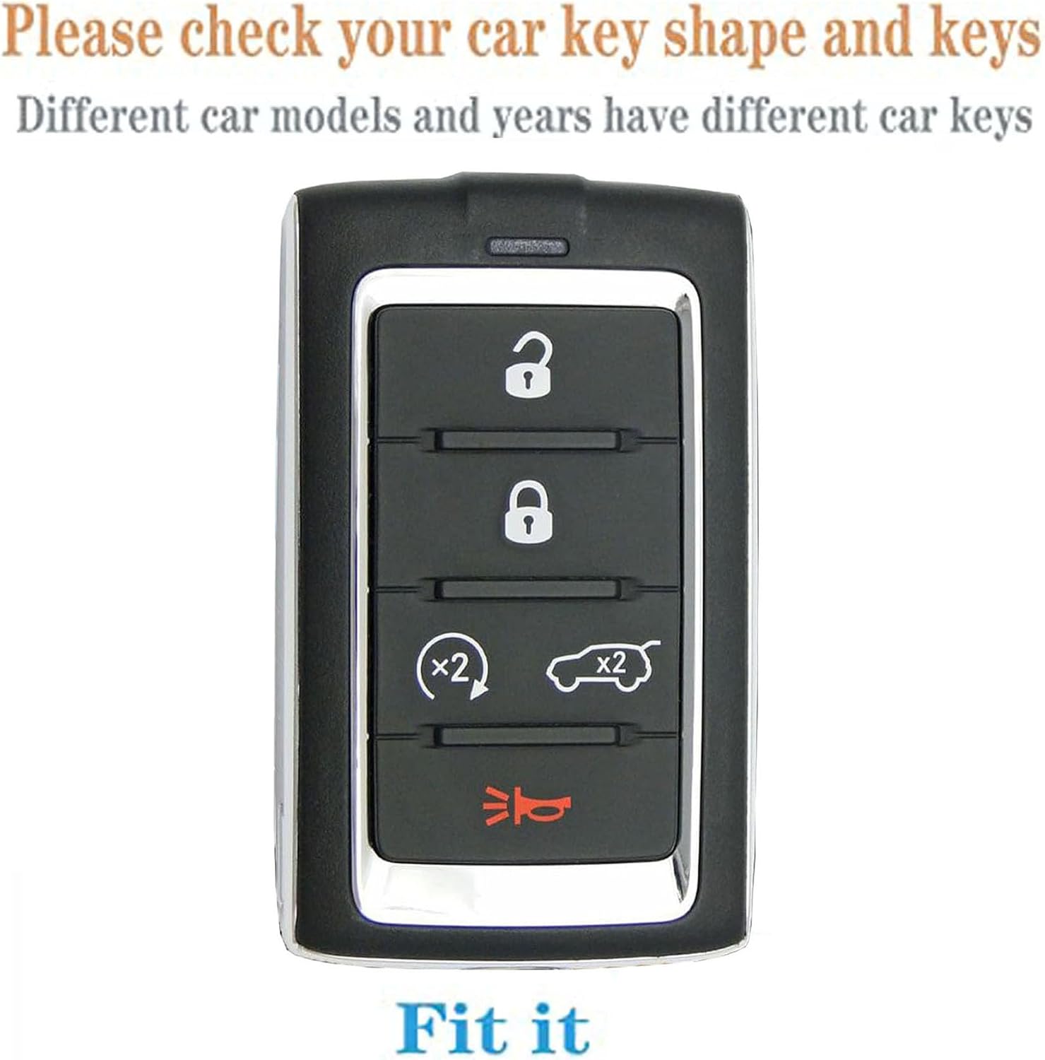Key Fob Cover for Jeep Grand Cherokee L Wagoneer Wagoneer Cherokee L Replacement for Keyless Entry Remote Key Shell with Keychain (5B-Button-Gold-Pink) image 2