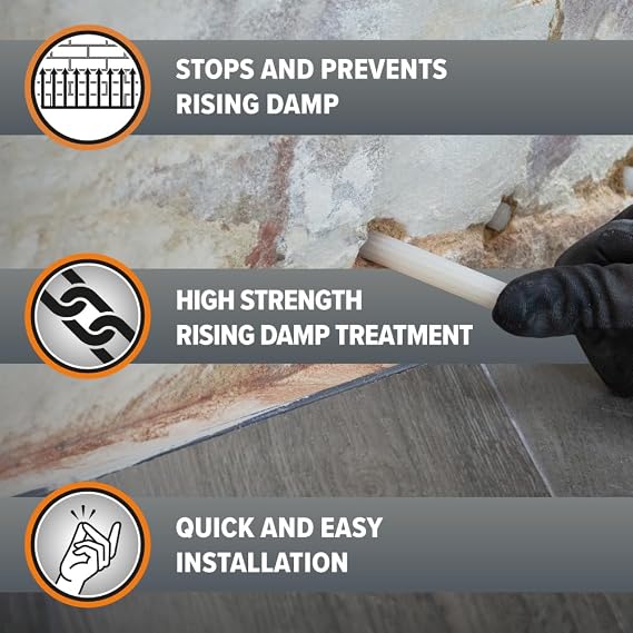 Dryrod Damp Proofing Rods DPC Kit: Treats 6 Linear metres (9 Wall) - BBA Approved Rising Damp Treatment