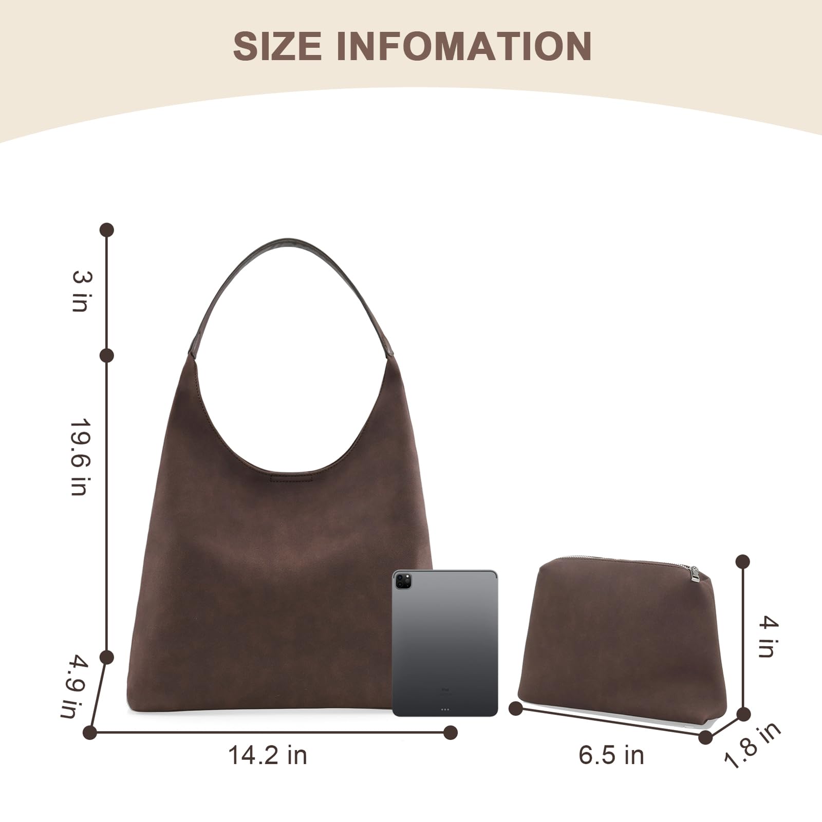 Sorexuber Leather Bag for Women Hobo Bag Handle Handbag Soft Shoulder Purse Large Handbag for Everyday Travel Durable Purse (Black)