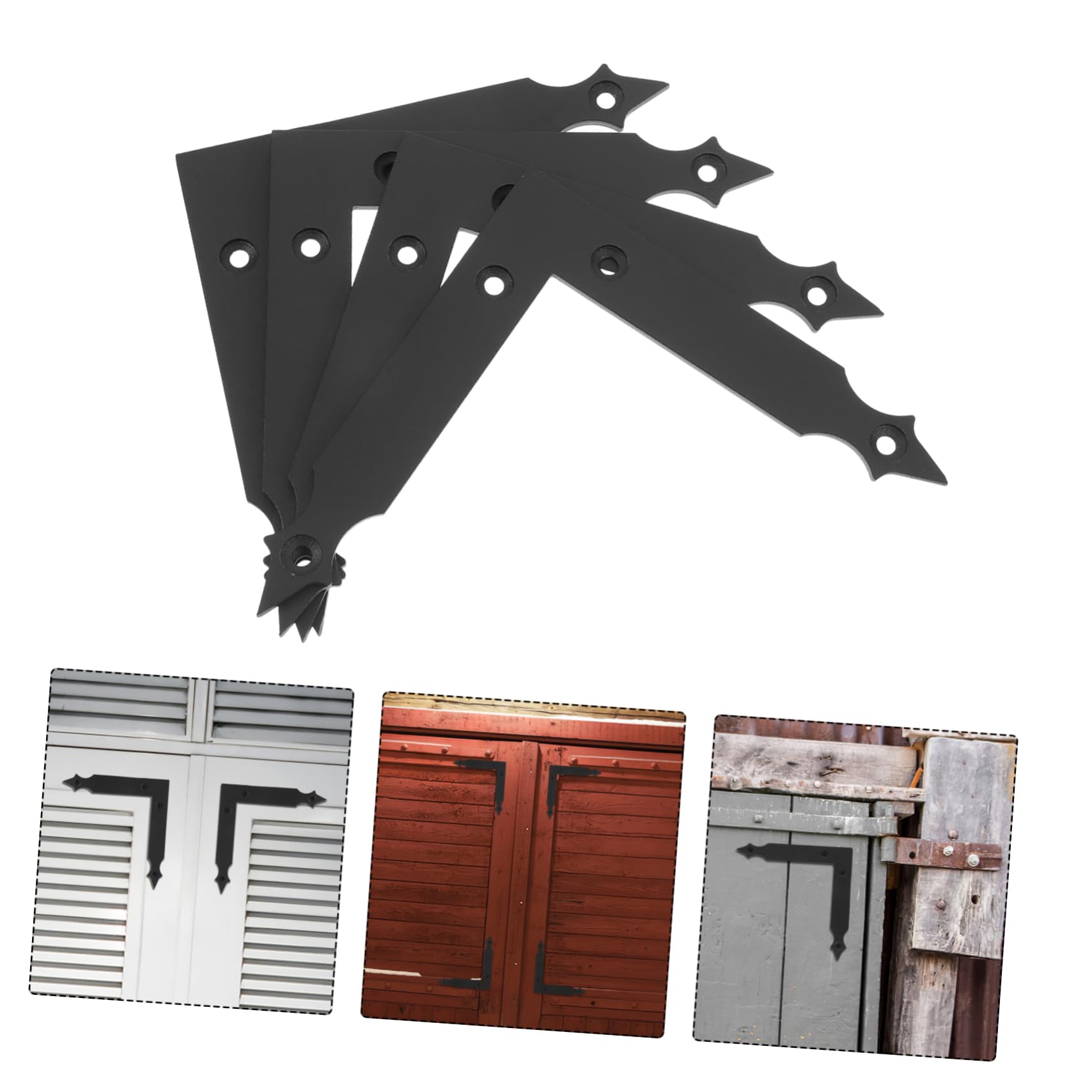 Zerodeko Staffe Angolari Stile Rustico Nero in Acciaio al Carbonio Set 4 Pezzi Supporto Decorativo Resistente e Funzionale per Porta da Garage e Cancello da Giardino