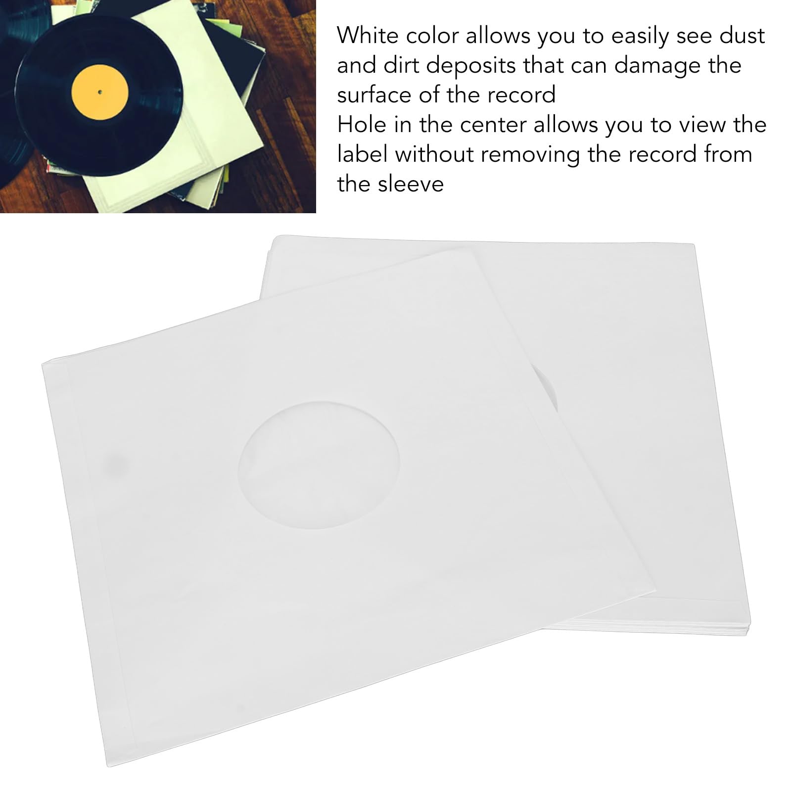 Buste per Dischi da 12 Pollici per Dischi in Vinile, Carta da 180 G/m² Prevengono I Vinili Statici Protezione per La Conservazione dei Dischi Maniche Esterne Conservazione dei Dischi 20 Pezzi