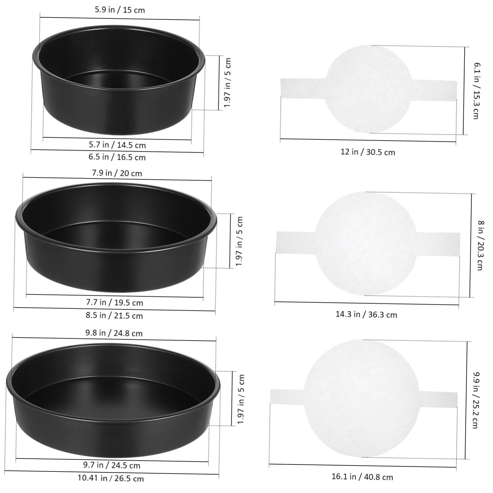 OUNONA Molde Redondo para Pasteles 3 Piezas 6, 8 y 10 Pulgadas