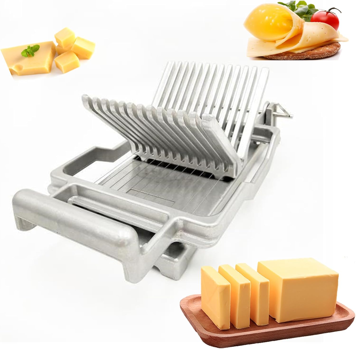 Cheese Cutter, Stainless Steel Commercial Cheese Slicere with Wire 1 Cm & 2 Cm, Durable Butter Cutting Board Machine, Kitchen Cooking Baking Tool