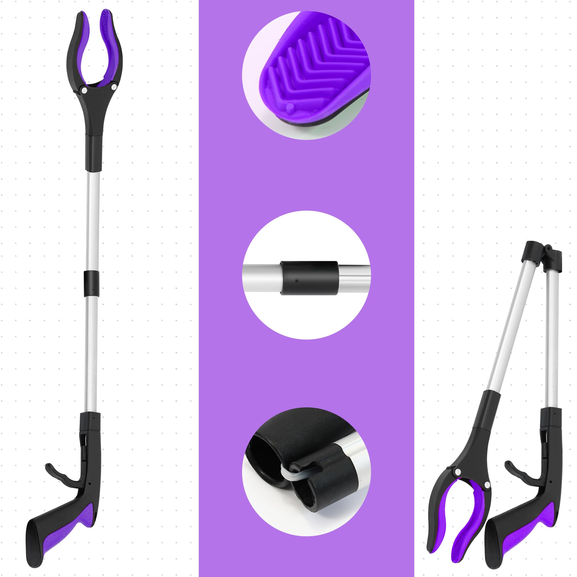 GrabRunner Greifzange mit starkem Magnetverschluss, 81,3 cm, Violett