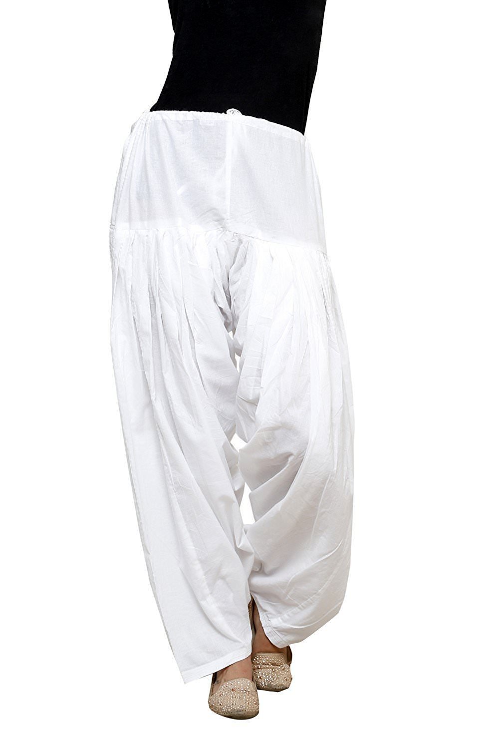 tubination Ladies Salwar Traditional White Patiala Salwar Pant with Drawstring (Nada)-picture-30