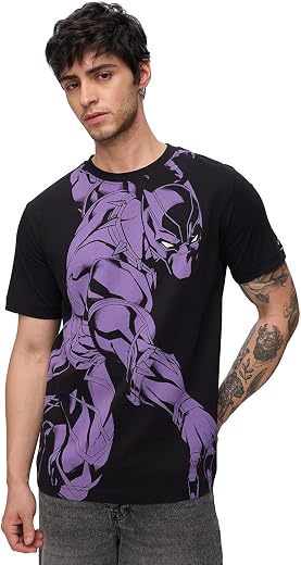 The Souled Store Official Black Panther: The King Mens and Boys Regular fit Graphic Prnited Half Sleeve Cotton Green Color...