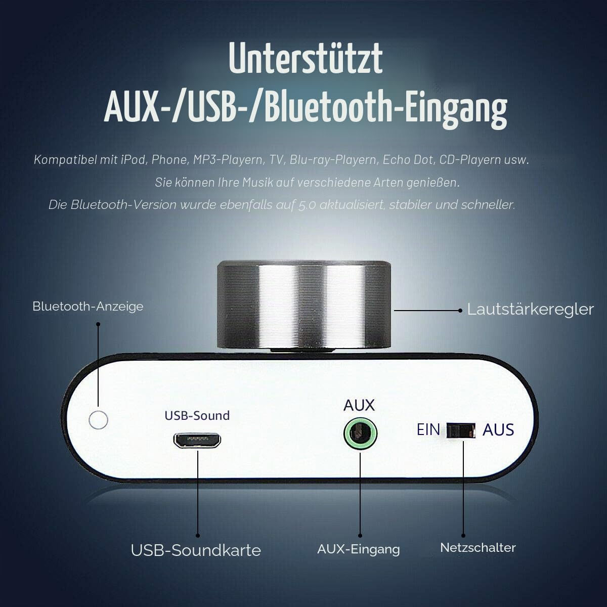 Nobsound Mini Bluetooth 5.0 Digital Power Amplifier 50W×2 Stereo Verstärker Schwarz