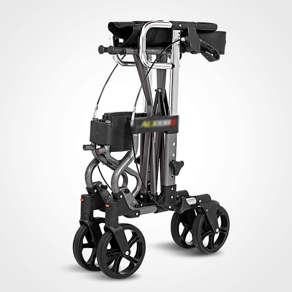 Andador para ancianos, Rollator Mobility Walker, Ayuda for caminar con ruedas Rollator portátil, Walker Walker de transmisión plegable con un cómodo respaldo, sistema de doble freno, for personas mayo