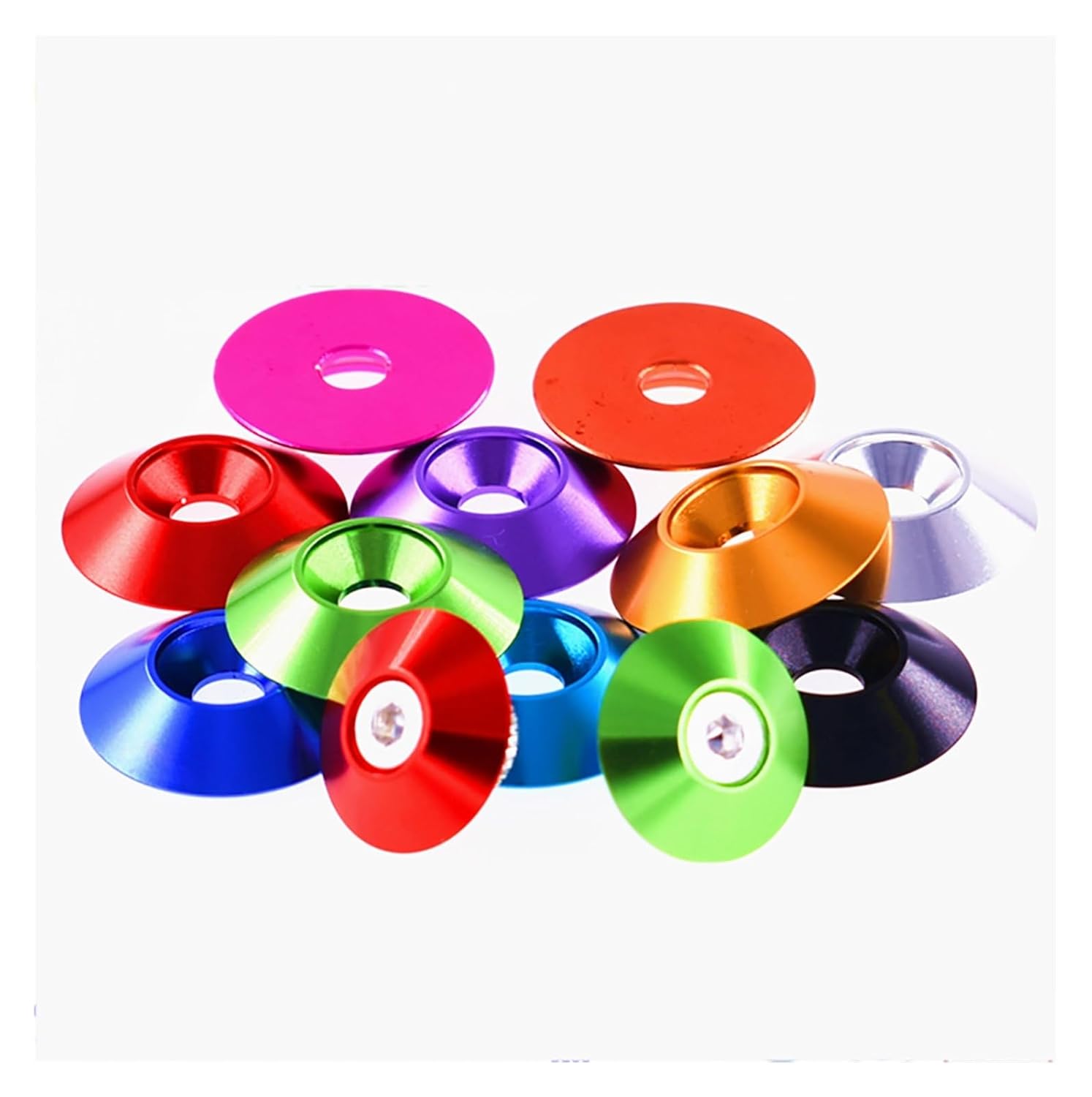 5Pcs M2 M2.5 M3.5 M4 M5 Colorful Conical Countersunk Washer Aluminum 6061 Cone Flat Gasket DIY Parts(Golden,M3.5)