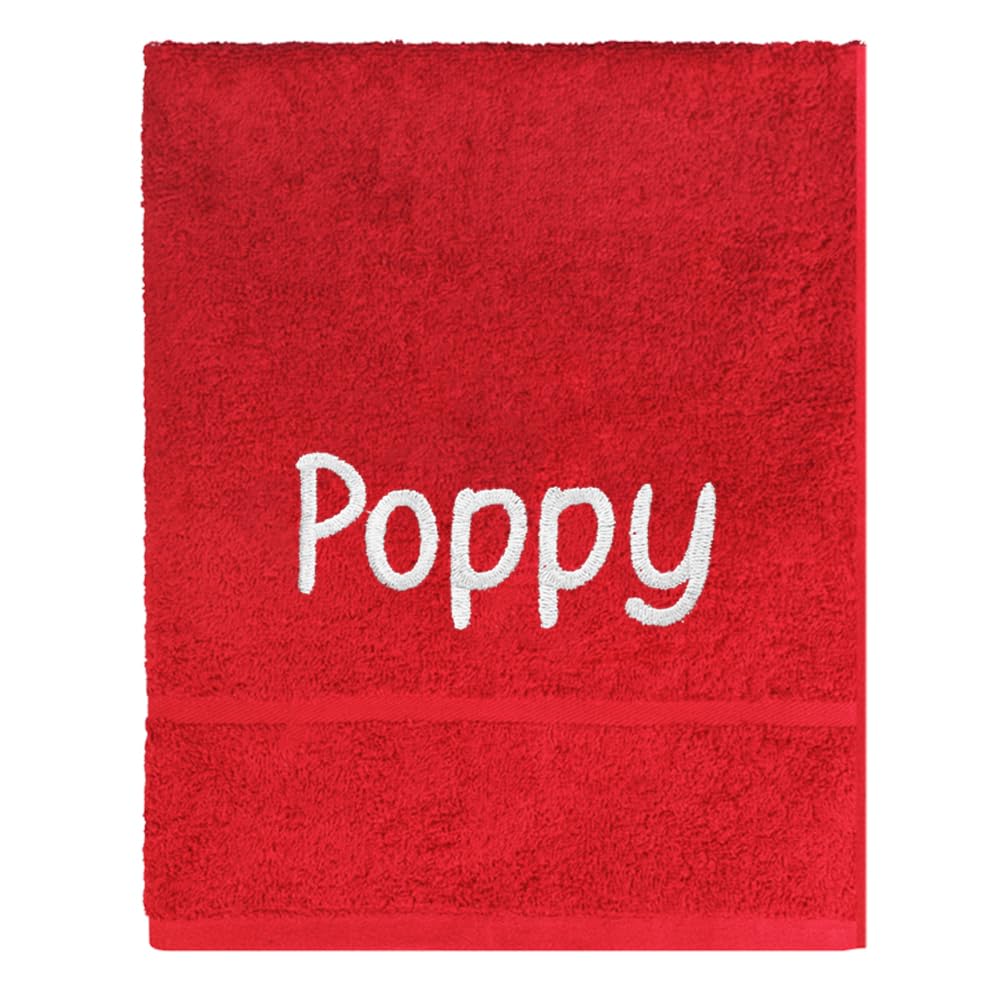 TeddyT's Personalised School Hand Towel with Embroidered Name (Red)