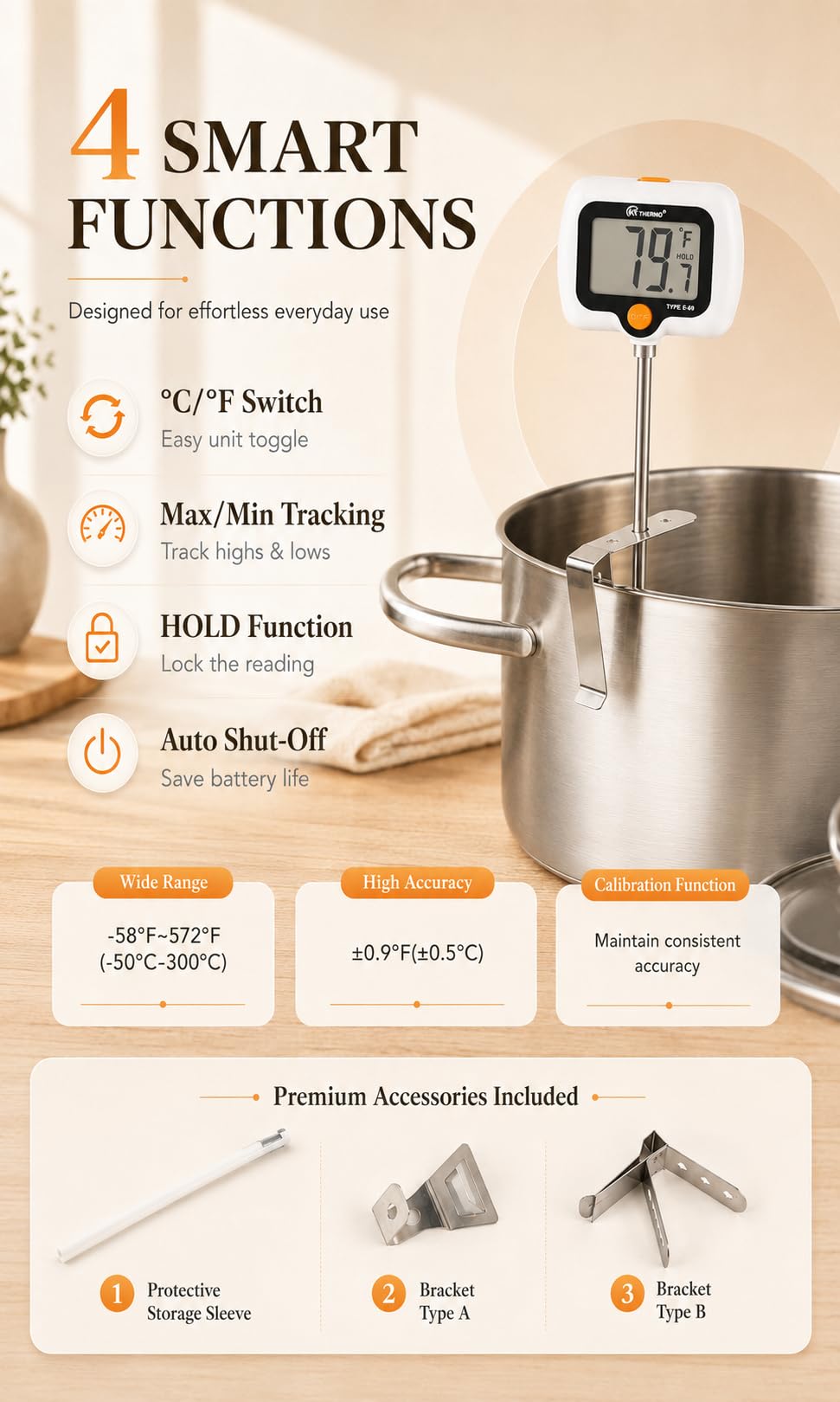 Digitales Süßigkeitenthermometer für Küche, Kochen und Süßwaren