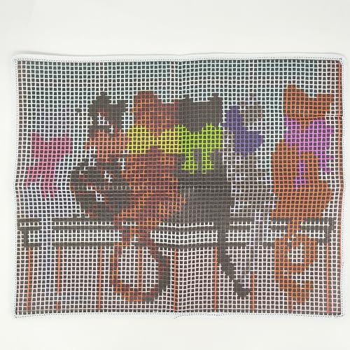 Image of Howie's Latch Hook Kits for Adults, DIYCats-Window Latch Hook Kit Rug Crochet Yarn, Color Preprinted Pattern Embroidery Decoration(Cats-Window, 19.69 x 14.96 inch)