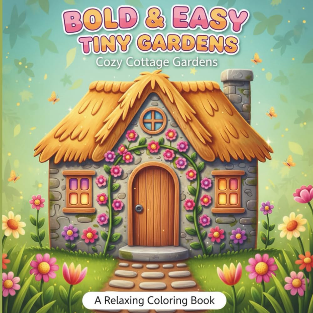 Bold and Easy Tiny Gardens: Cute & Comfy Coloring Book for Adults and Teens Cottages Terrariums Whimsical Cozy: A Simple Coloring Book for Adults and ... and Whimsical Garden Scenes for Relaxation.