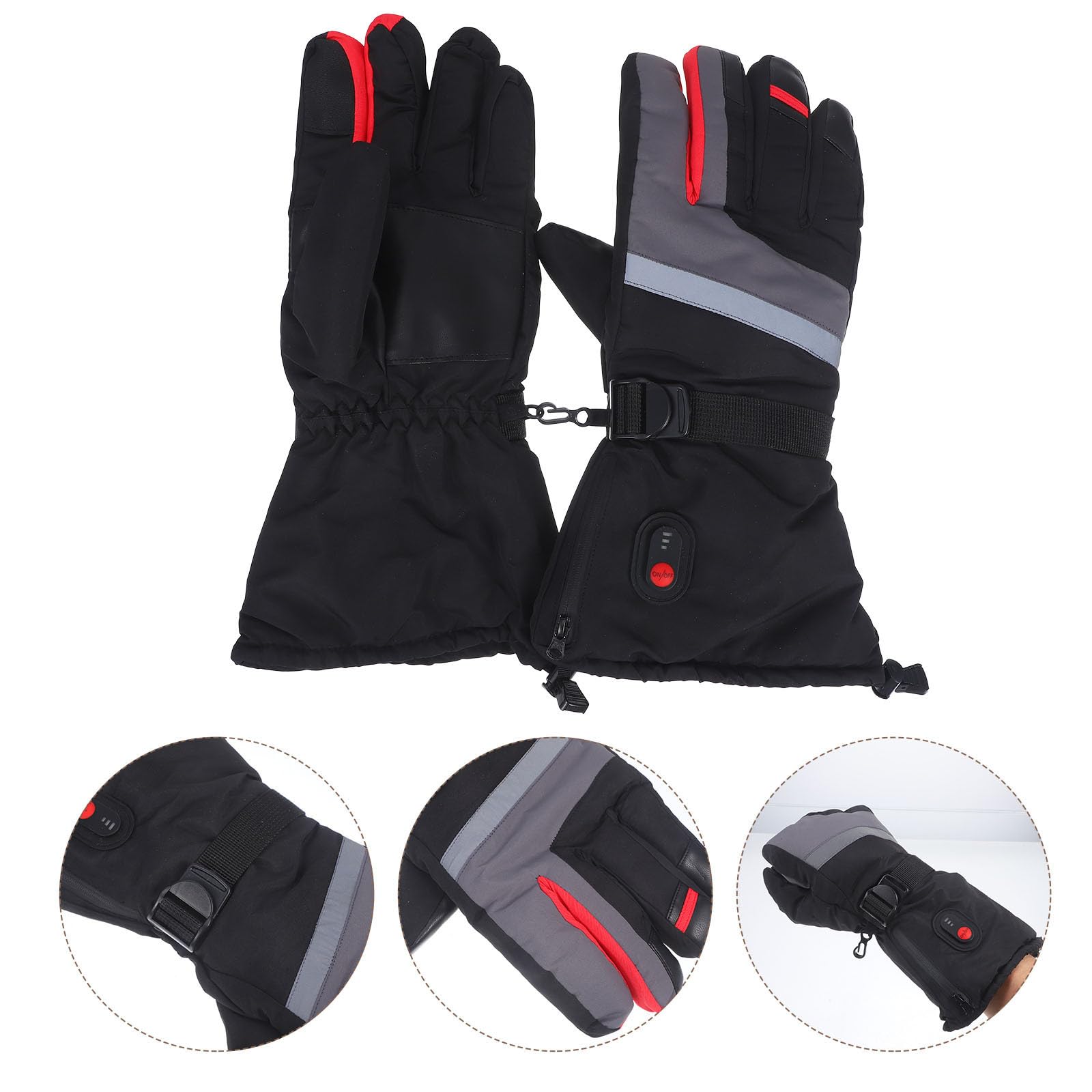 Ciieeo Guantes de Esquí Calefactables Negros para Adulto Niveles | Tejido, Calefacción Total de Mano, sin Batería Incluida, para Esquí y Riding