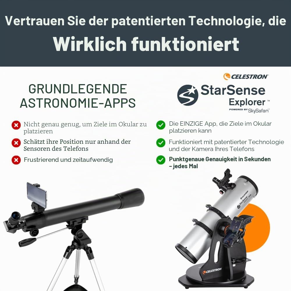 Celestron 22481 StarSense Explorer 130 mm Tisch-Dobson-Teleskop mit Smartphone-App-Unterstützung Funktioniert mit der StarSense-App - kompatibel mit iOS/Android