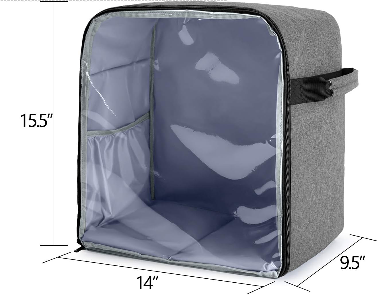 Luxja Dust Cover Compatible with 4.5-Quart and 5-Quart KitchenAid Mixers (with a Bottom Padding Pad), Dust Cover (Clear Front Panel) for Stand Mixers and Extra Accessories, Gray (Patented Design)