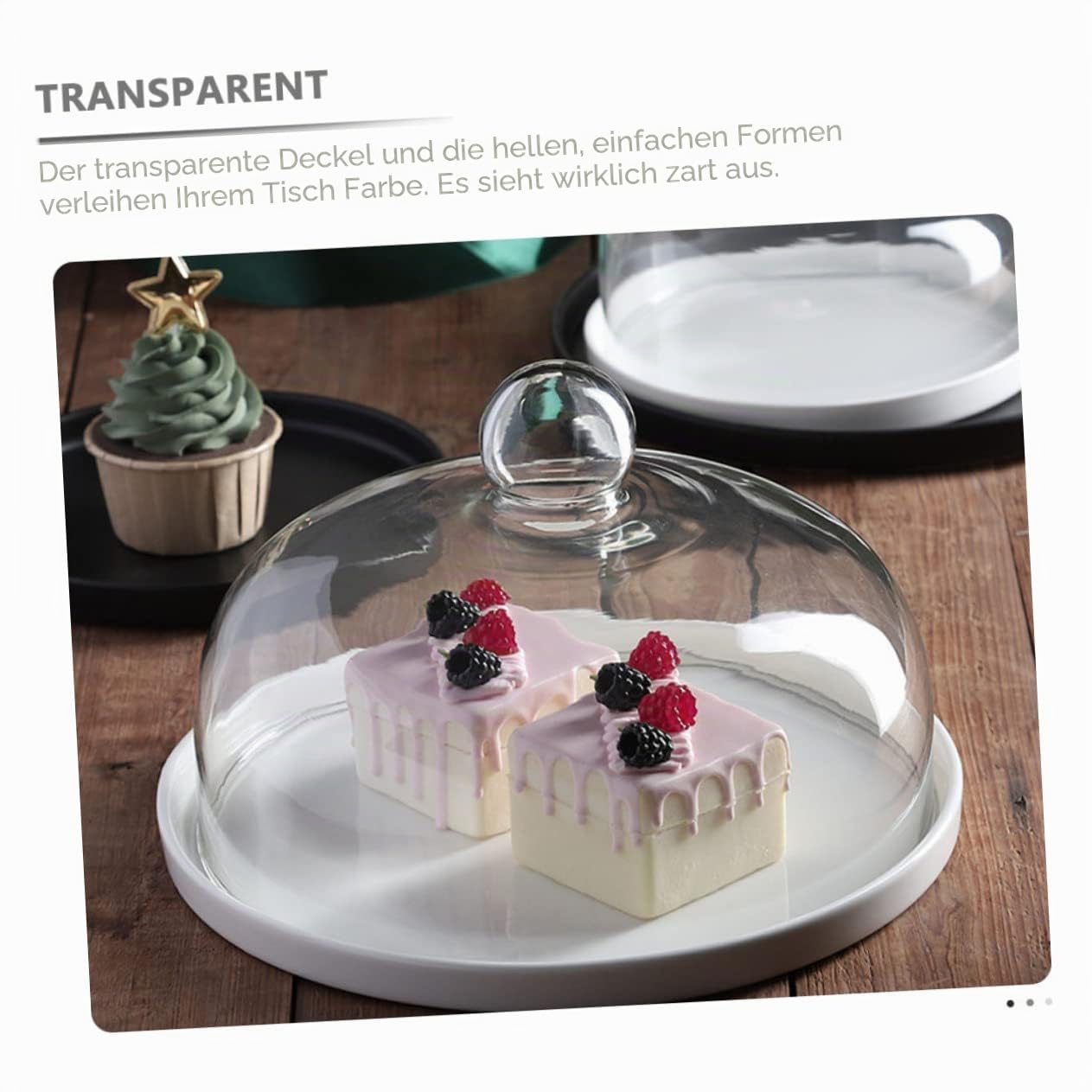 Veemoon Multifunktionale Tortenplatte mit Deckel Transparentes Design für Desserts Kuchen und Snacks für Hochzeiten und Feiern mit Praktischem Griff zur Einfachen Handhabung