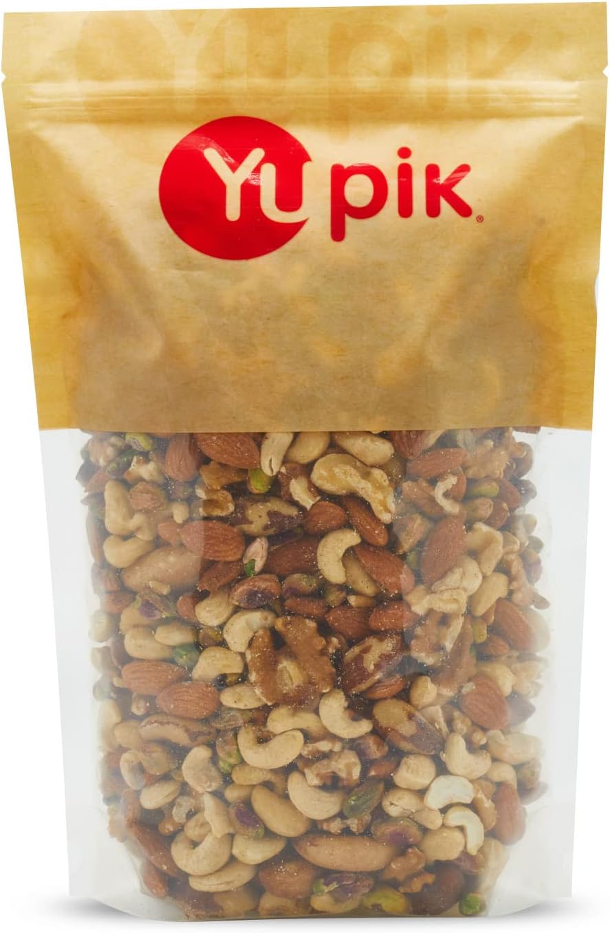 Yupik Raw Mix Nuts, 1 lb, Premium Natural Mixed Nuts with Almonds, Walnuts, Pistachios, Cashews, and Brazil Nuts, Healthy Snack,Brown, Pack of 1