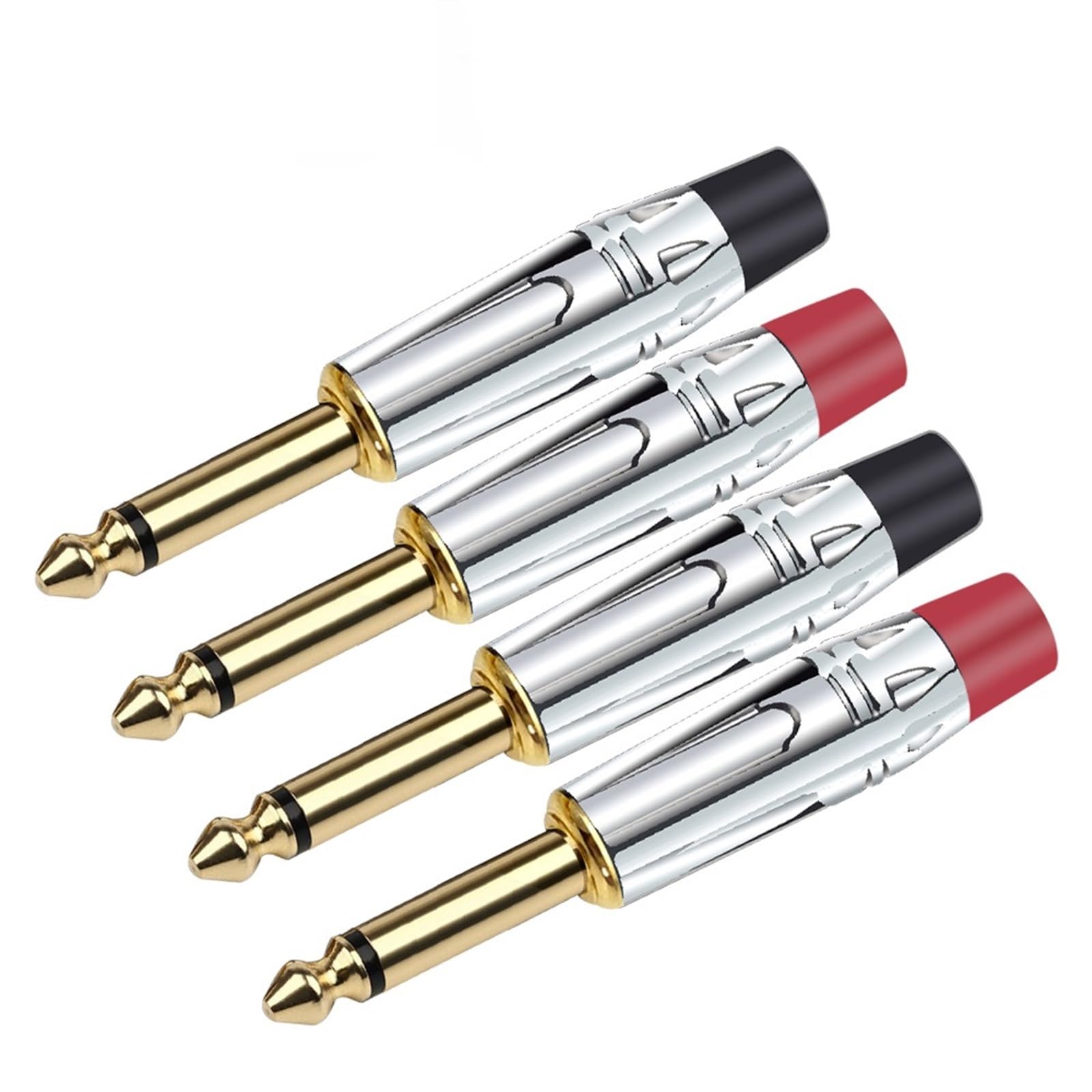 2 szt. Mono 6,35 mm Jack 6,3 mm wtyczka męska złącze do lutowania mosiądz wtyczka mikrofonowa 1/4 cala (czerwony)