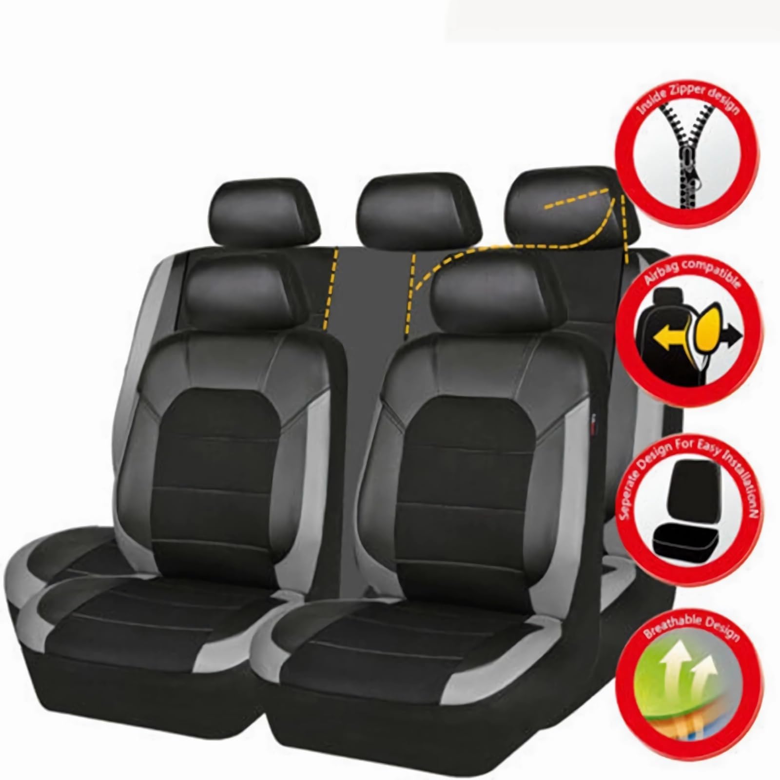 AREY Auto Ensembles de Housses de Siège pour Subaru Forester SJ 4.Gen 2013 2014 2015 2016 2017 2018 2019, Voiture Protection de Siège Respirant Nonslip Ensembles d'intérieurs,A/Black-Blue