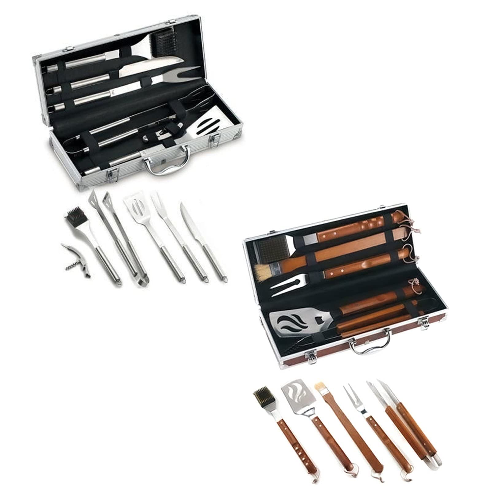 La zappa Set di accessori per barbecue Ompagrill kit per BBQ e brace con valigetta (Confezione da 6 pezzi)