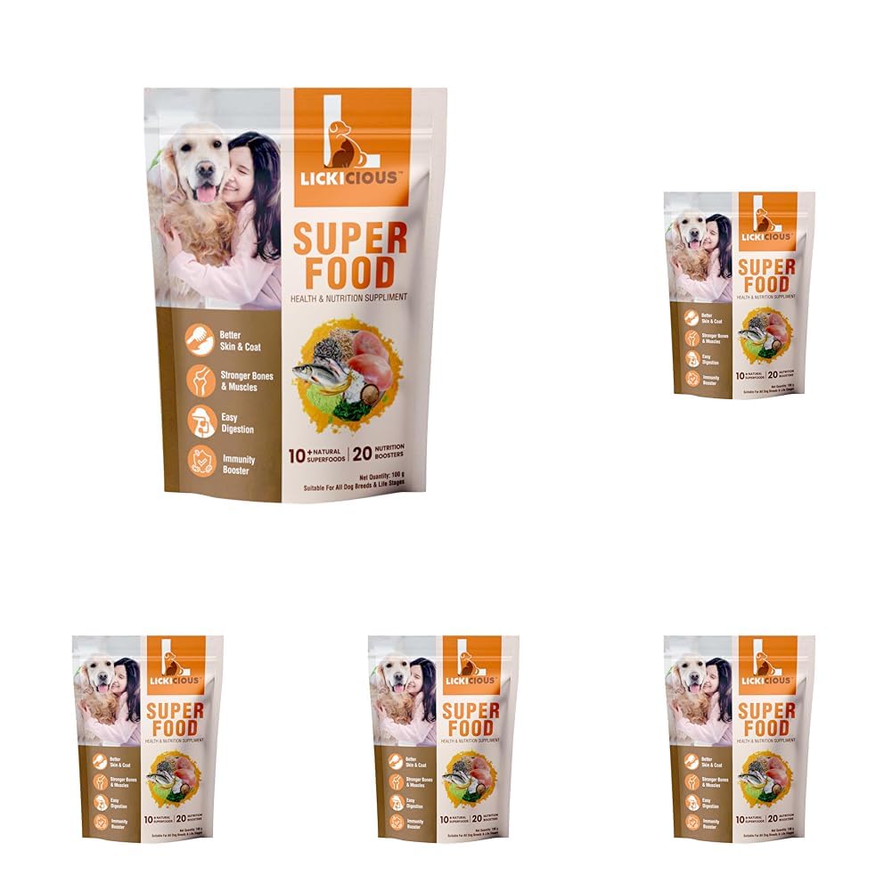 LICKICIOUS Super Food Topper Supplement for Bone & Joints,Immunity,Skin & Coat| Chicken & Fish for a Healthy & Radiant Coat,Fish Oil | 10+ Natural Superfoods for Immunity,100G,All Life Stages