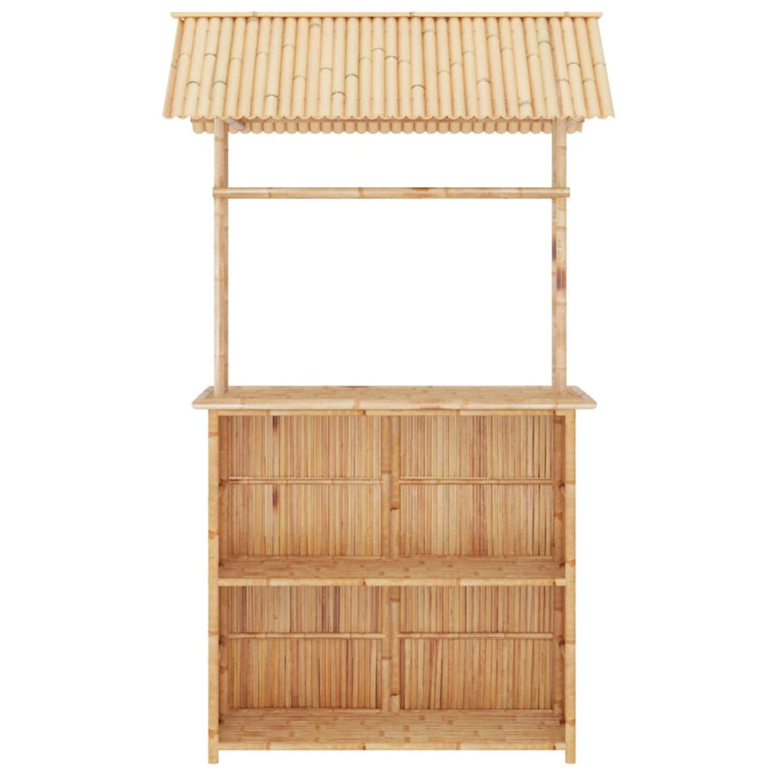 Barra de bar de bambú plegable con techo protector - Juego para exterior