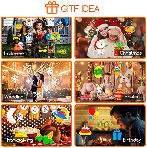 Christmas Projector Outdoor Lights, ECOWHO Xmas LED Snowflake Projector Christmas Decorations, 12 Non-Fading Holiday HD Slides Patterns IP65 Waterproof for Easter Wedding Birthday Party(Black)