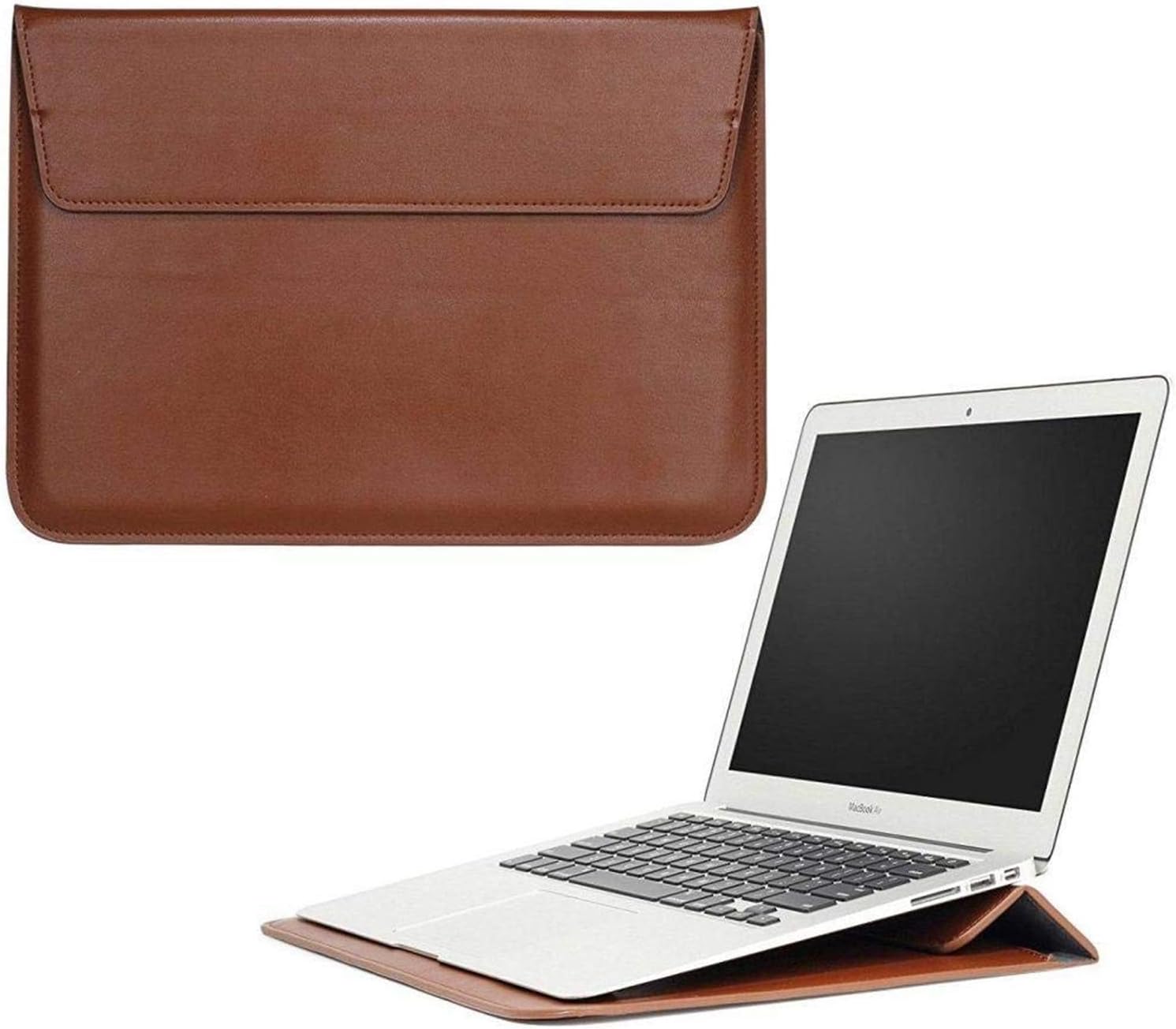 eWINNER Ultra-slim Case/Water-Resistant PU Leather w/Adjustable Stand 13.3 Inch Laptop Sleeve Case for MacBook Air 13-inch Retina/Pro 13" Notebook 13.3" Envelope Case Pouch Bag (Brown)