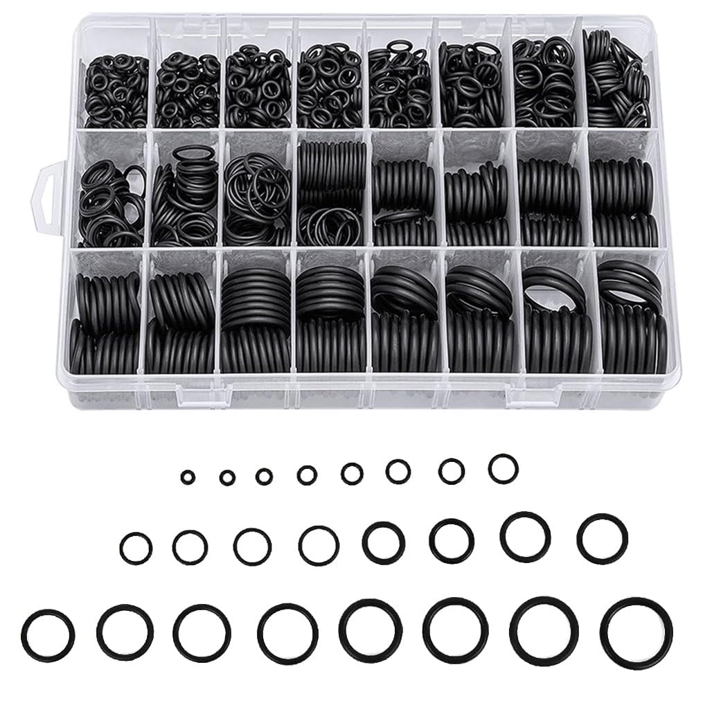 Goodern Rubber O Ring Set,24 Size 1200 Pcs Black Small O Rings Assortment Kits,Assorted Metric Sealing Washer for Automotive Faucet Pressure Plumbing Sealing Repair,Air or Gas Connections,OD 6mm-28mm