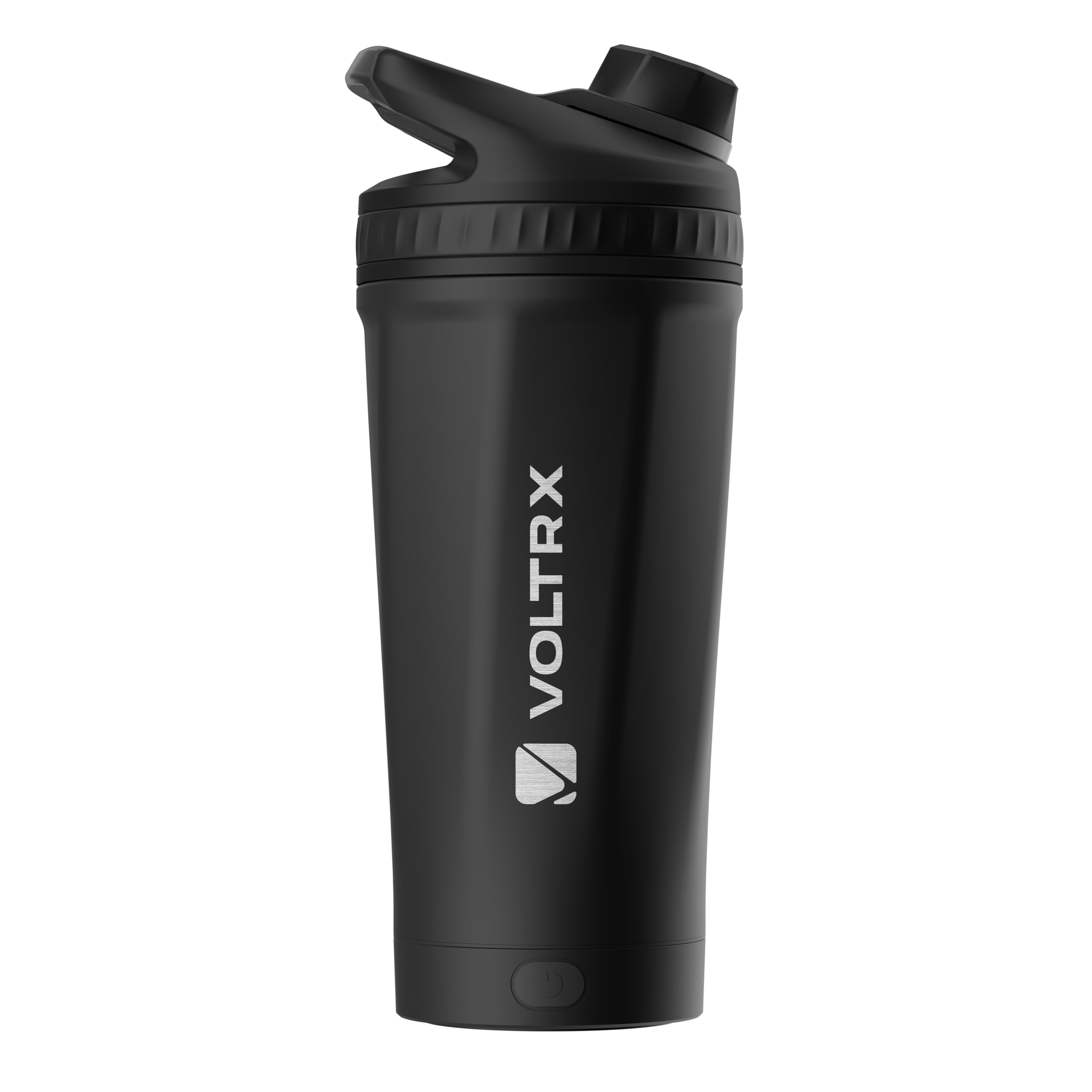 VOLTRX ChillMix Shaker Bottle Insulated Stainless Steel - USB C Rechargeable Electric Protein Shake Mixer, Shaker Cups for Protein Shakes and MealReplacement, Chrome Steel (Obsidian Black)
