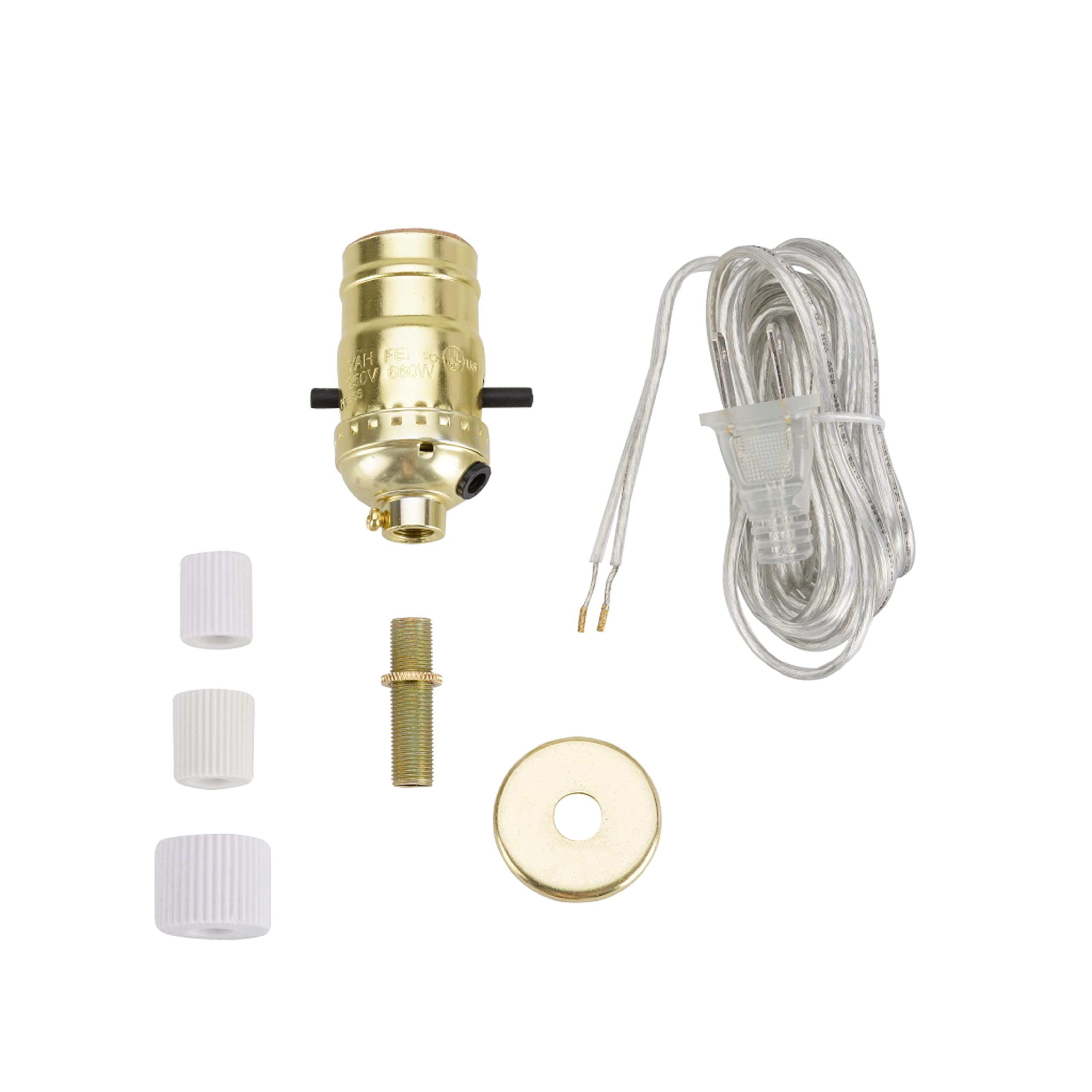 Aspen Creative 21013, Make-A-Bottle Lamp Kit in Polished Brass, 1 Pack