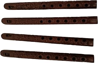 Indian Glance Traditional Wooden Flute Great Sound Woodwind Musical Instrument - Gift Flute (Set of 4)