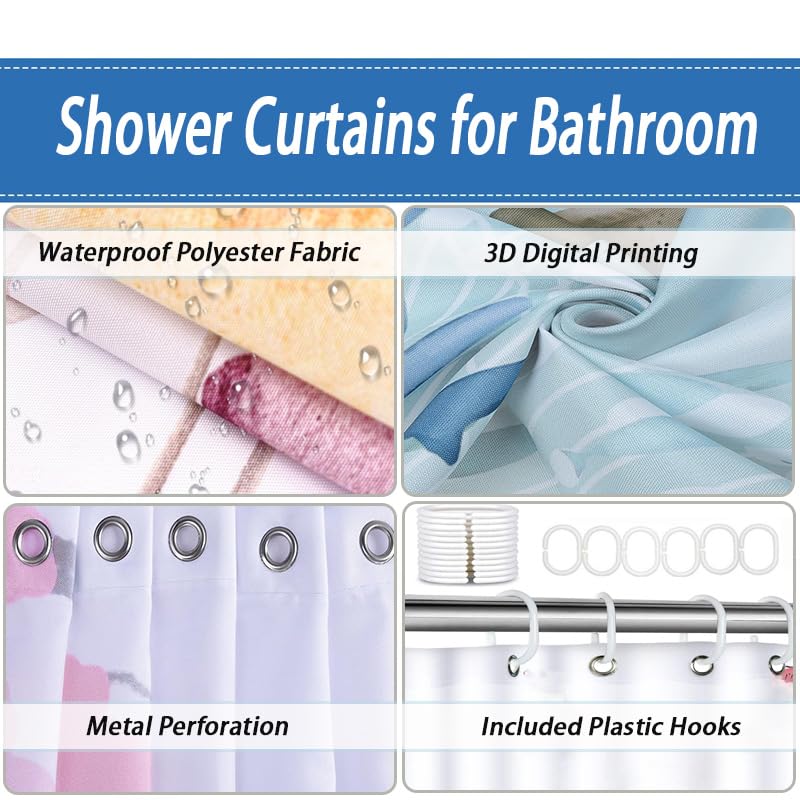Rideau de douche motif floral moderne en tissu imperméable 140x200cm - 7