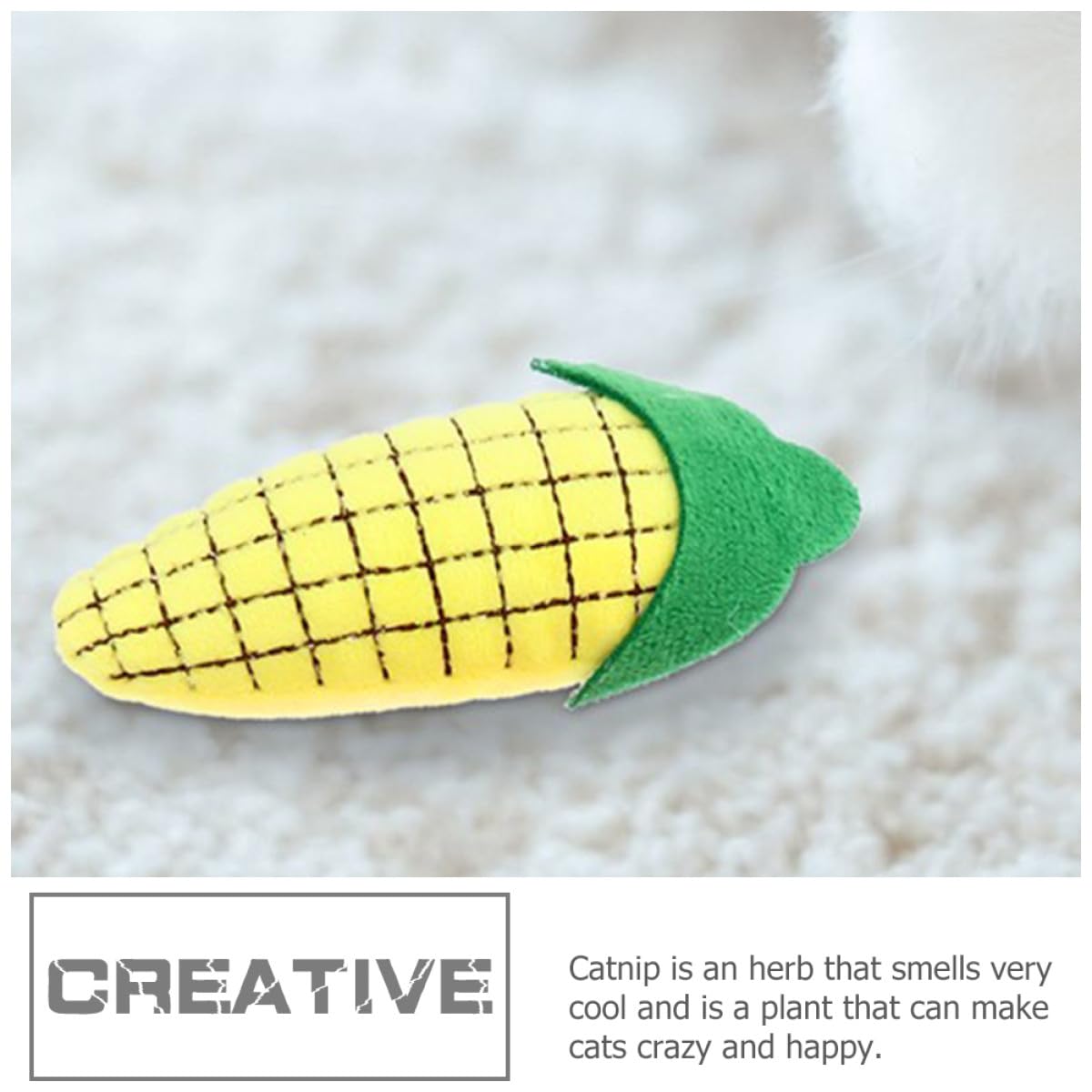 KOMBIUDA Jouets pour Chats Intérieur en Peluche Herbe à Chat, Lot de 3 Pièces, Design Mignon de Maïs, pour Garder Le Chaton Actif Santé