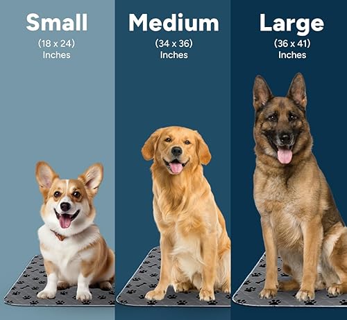 Miniatura 7 de Almohadillas lavables para orina para perros, paquete de 2 almohadillas de entrenamiento súper absorbentes de 18 x 24 pulgadas, 100 % impermeables,
