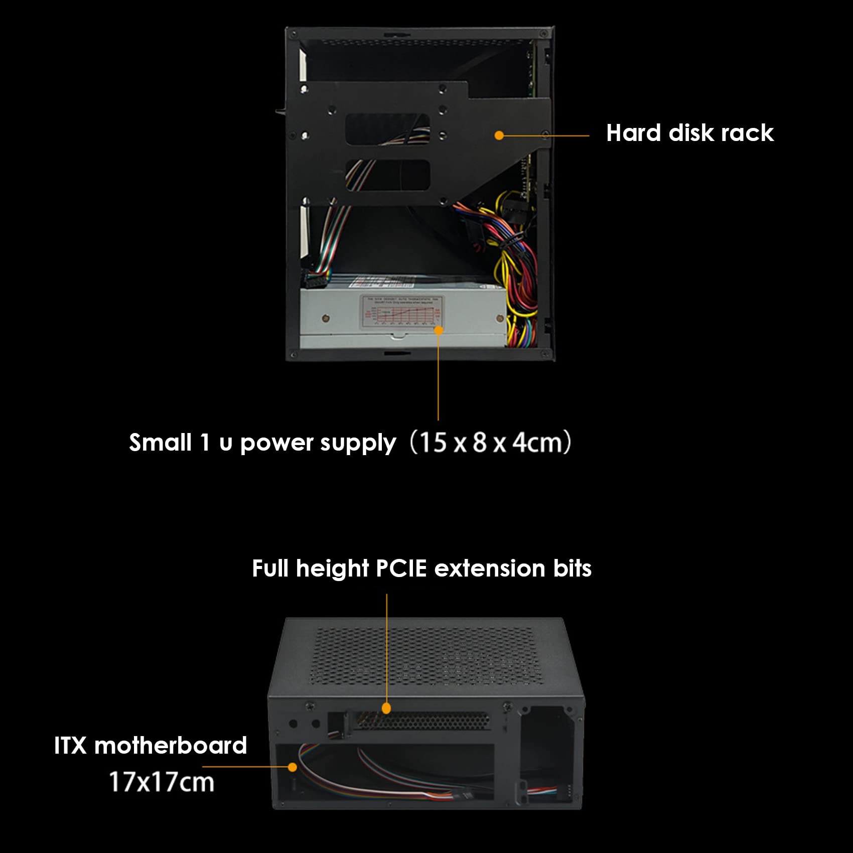 A09 HTPC Mini ITX Châssis de PC de Bureau USB2.0 - Boîtier D'Ordinateur Noir pour Maison