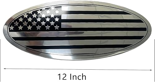 Miniatura 2 de Rejilla delantera de 12 pulgadas para portón trasero de aluminio con revestimiento de aluminio de bandera negra estadounidense, repuesto para Ford