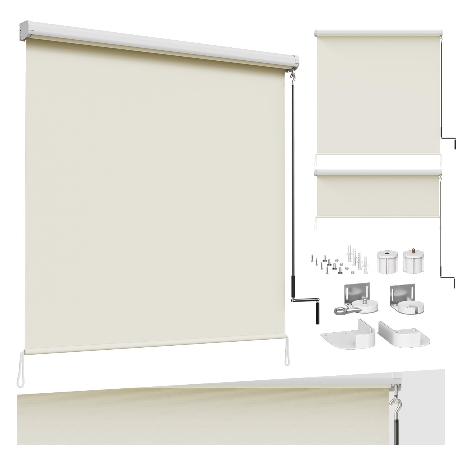 WOLTU Tenda da Sole Verticale Tenda a Rullo per Esterno Tenda da Sole a Caduta con Manovella Tenda per Balcone Avvolgibile Oscurante Protezione Sole Vento per Gazebo Giardino, Beige 140x240 cm