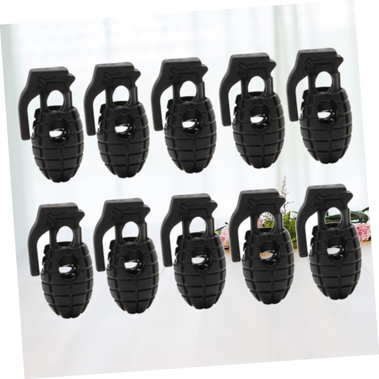 CALLARON 10pcs Non-slip Shape Shoelace Clips for Men Durable Buckle Fasteners to Secure Laces for Sneakers Boots and Casual Footwear Black