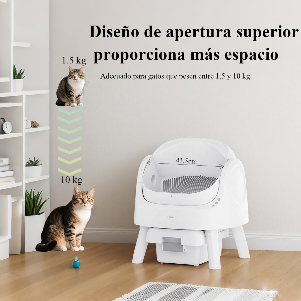 PetPivot Arenero Autolimpiable con Diseño Abierto y Gran Capacidad, Modos Automáticos y Manuales, Limpieza Rápida y Fácil de Palear, Ideal para Hogares con Varios Gatos