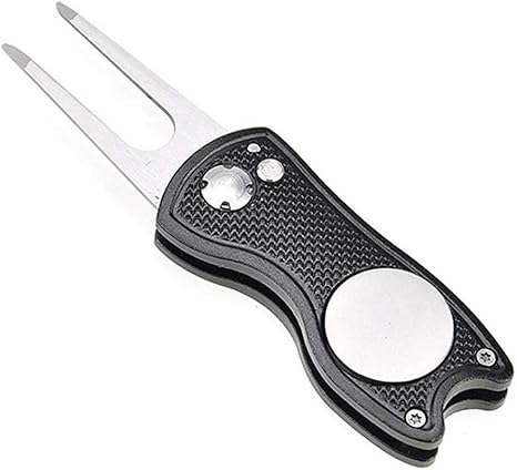 Review VANANA Golf Divot Tool, Pop-up Button Stainless Steel Switchblade and Foldable Magnetic with Golf Ball Marker
