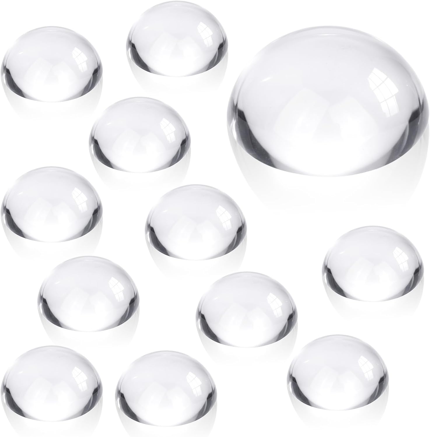 Briwooody 12 Pcs Crystal Dome Magnifier Paperweights Glass Paperweight Reading Magnifying Glass Clear Optical Half Ball Lens for Office Desk Home Gift (1.97 Inch)